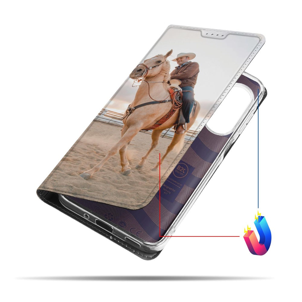 Samsung Galaxy A17 Stand Case Hoesje Maken met Foto ontwerp paardenrijder aanzicht