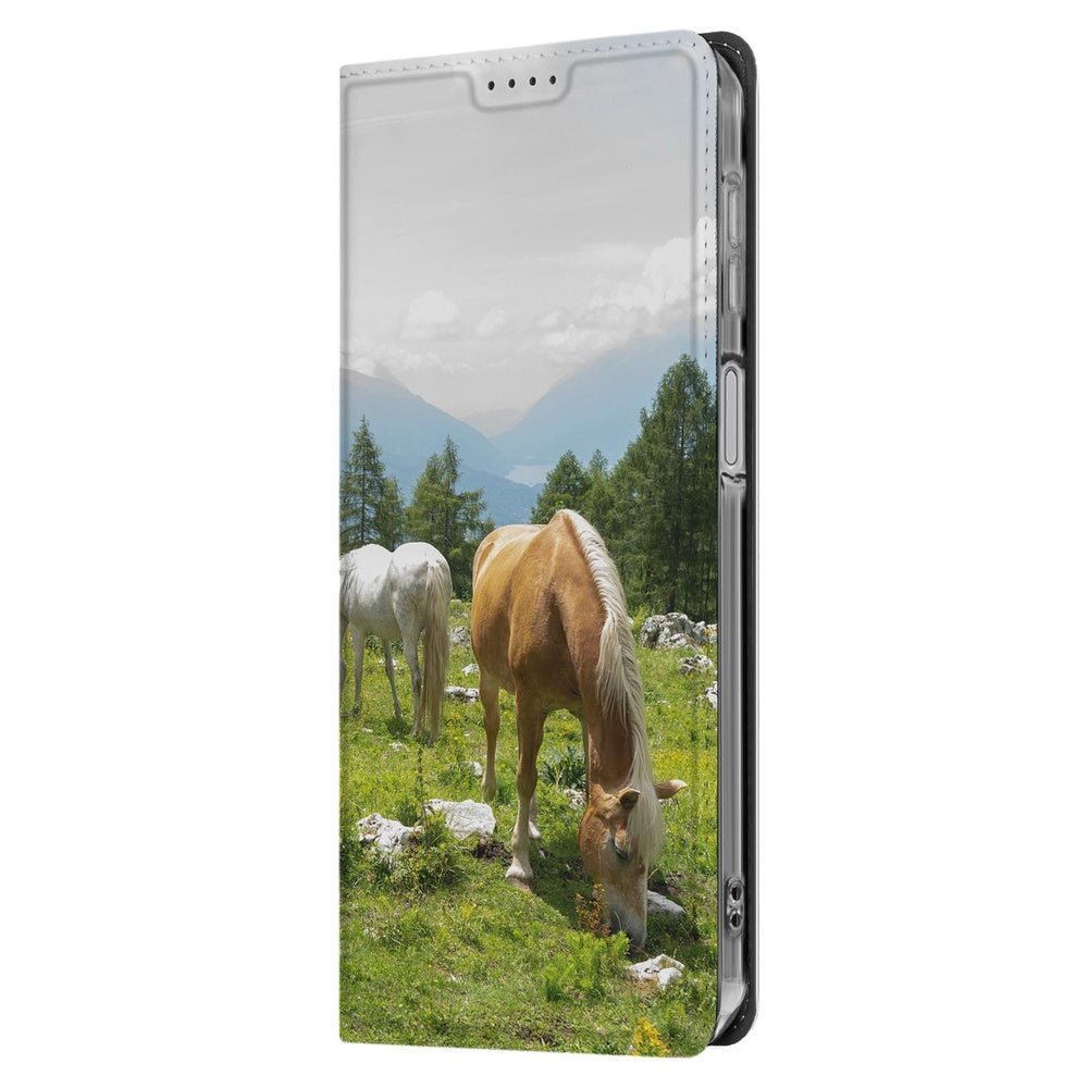 Samsung Galaxy A17 Stand Case Hoesje Maken met Foto paarden natuur gras