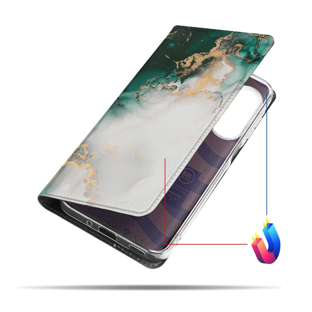 Samsung Galaxy A17 Marmer Groen Telefoonhoesje Standcase voorkant