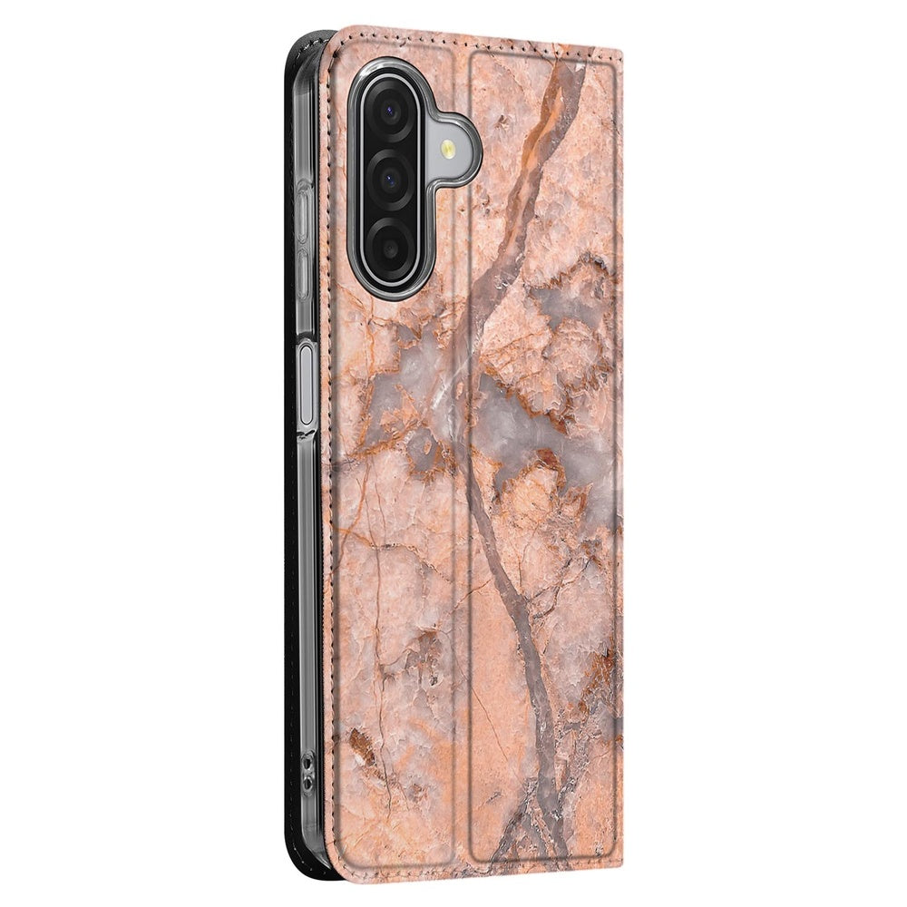 Samsung Galaxy A17 Telefoonhoesje met pashouder Marmer Oranje zijaanzicht