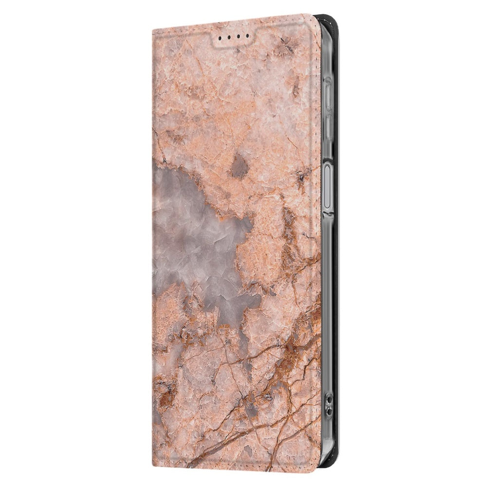 Samsung Galaxy A17 Telefoonhoesje met pashouder Marmer Oranje zijaanzicht