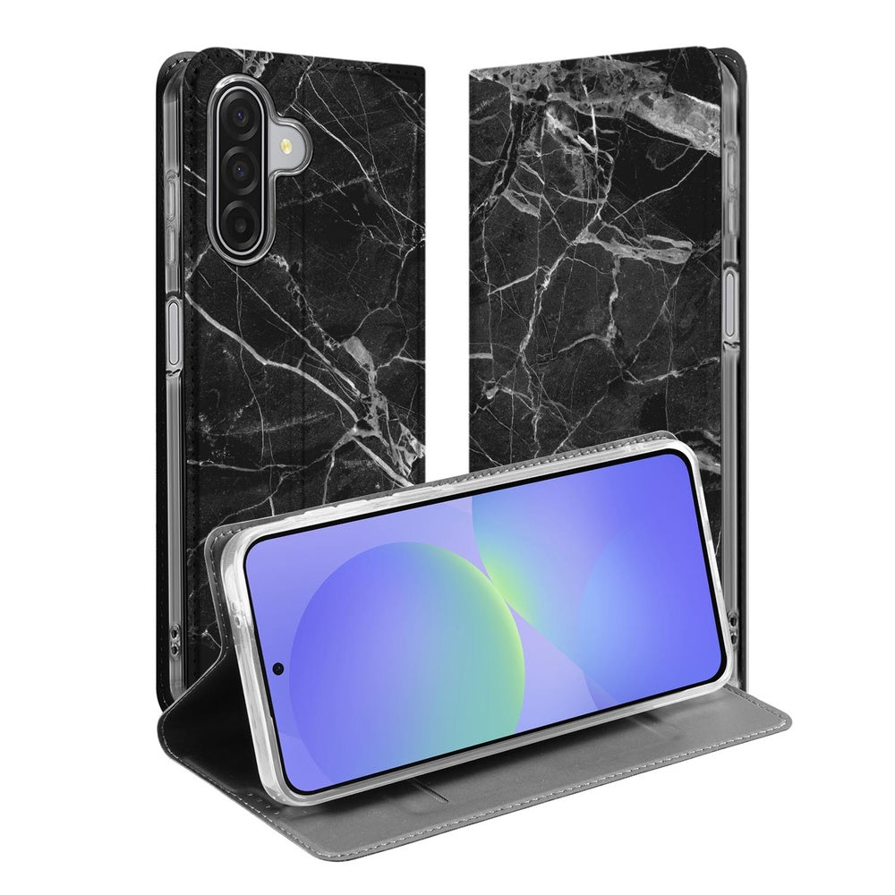 Samsung Galaxy A17 Book Case Marmer Zwart achterkant voorkant standcase