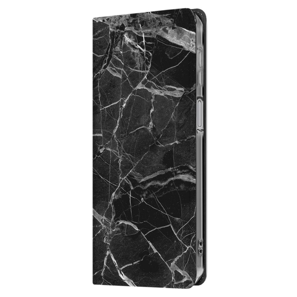 Book Case Samsung Galaxy A17 Marmer Zwart hoesje design marmer zwart aanzicht