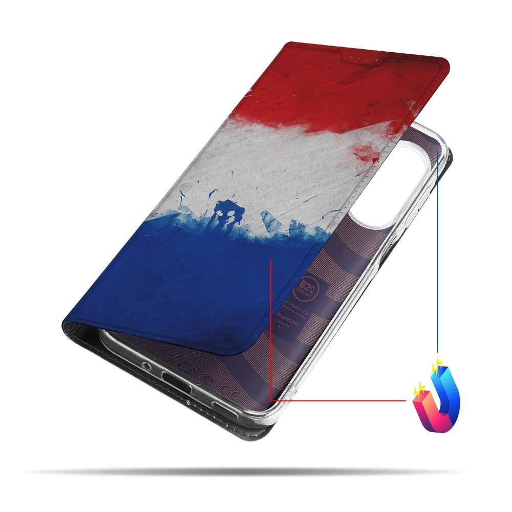 Samsung Galaxy A17 Book Cover Nederlandse vlag zijkant weergave