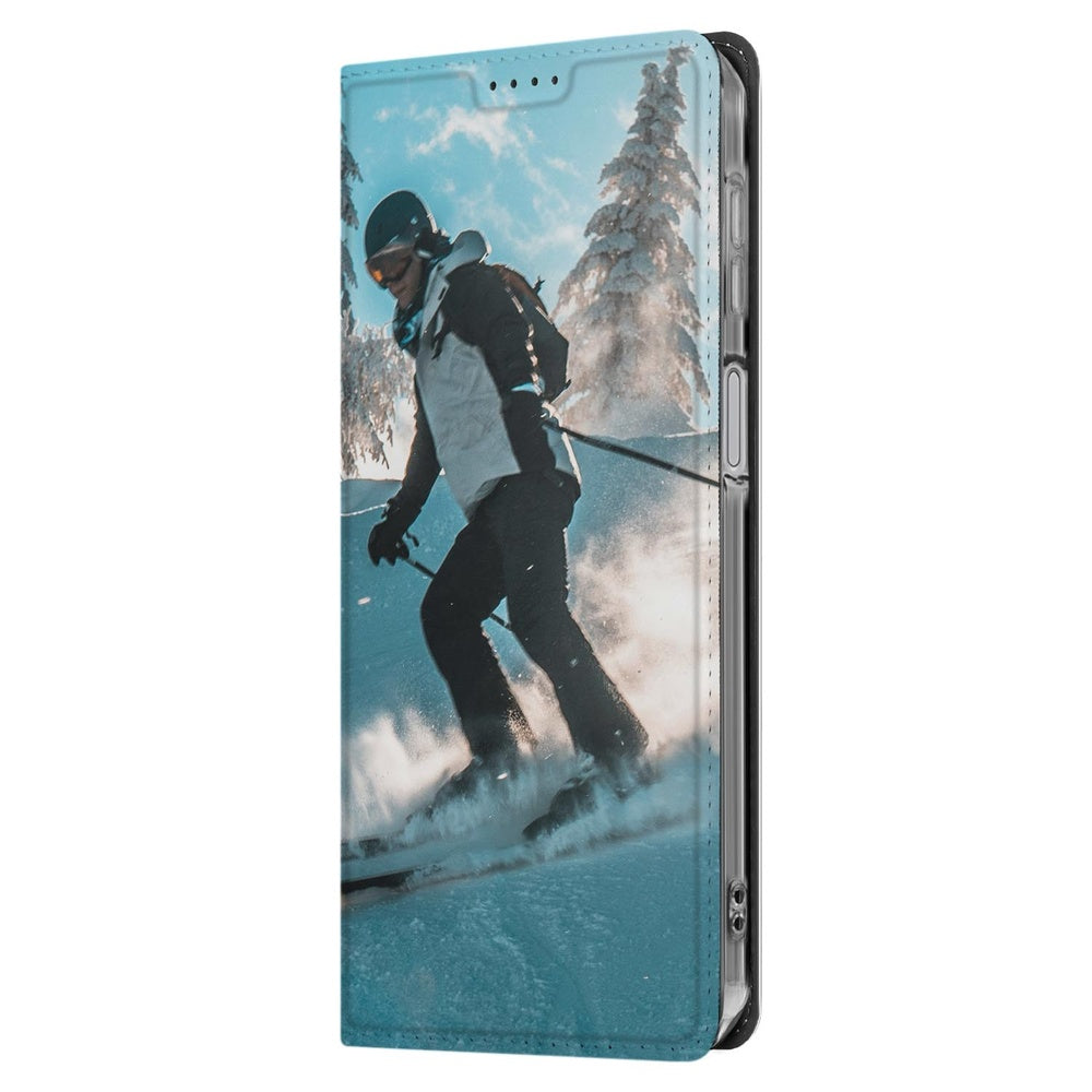Samsung Galaxy A17 Stand Case Hoesje Maken met Foto Skiën aanzicht