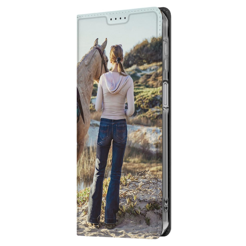 Samsung Galaxy A17 Stand Case Hoesje Maken met Foto design paarden meisje achterkant