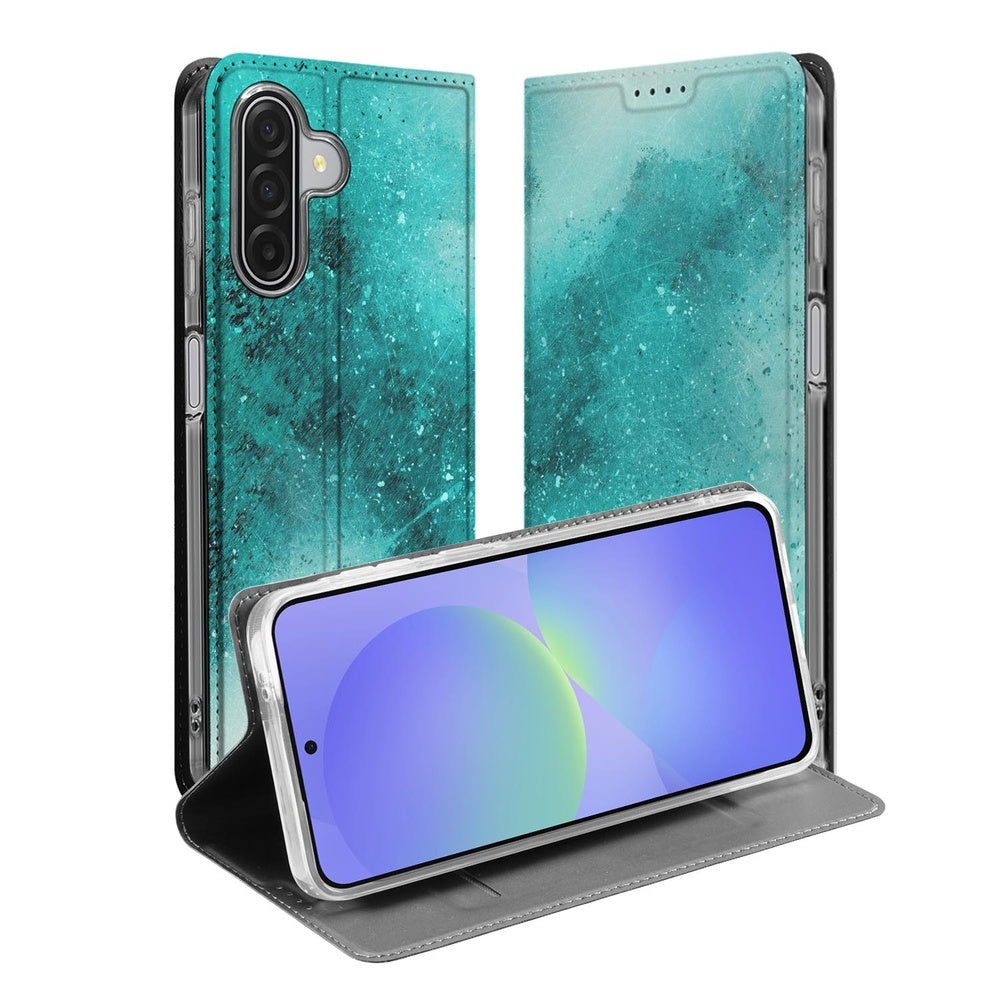 Samsung Galaxy A17 Book Wallet Case Painting Blue voorkant achterkant