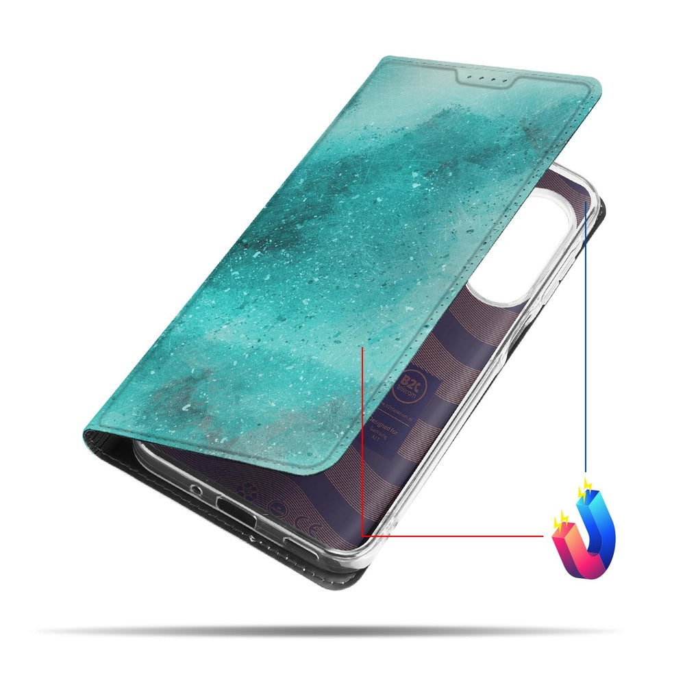 Book Wallet Case Samsung Galaxy A17 Painting Blue design blauw aanzicht