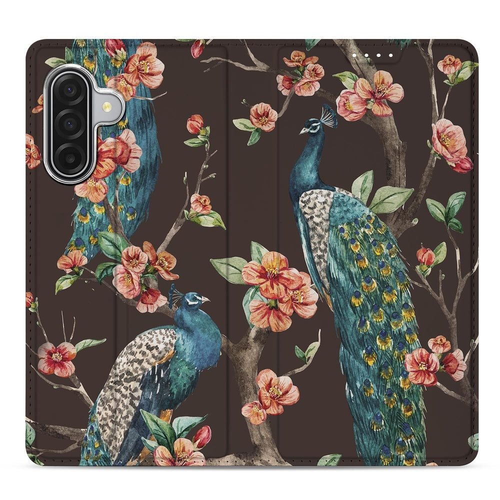 Wallet Case Samsung Galaxy A17 Pauw met Bloemen design pauw bloemen vooraanzicht