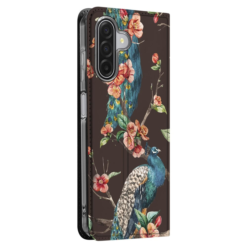 Wallet Case Samsung Galaxy A17 Pauw met Bloemen zijkant ontwerp bloemen
