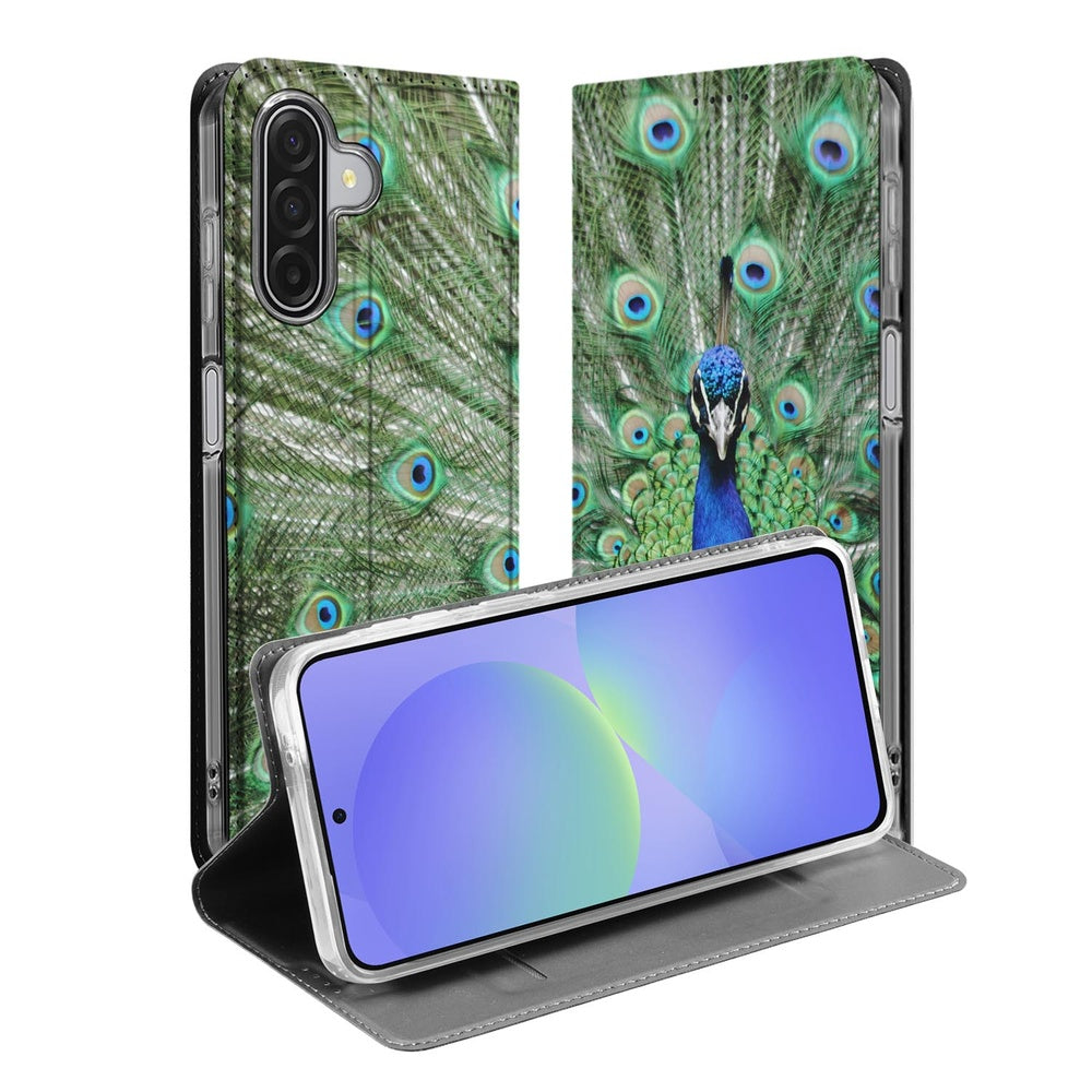 Samsung Galaxy A17 Stand Case Hoesje Pauw design pauwenprint aanzicht
