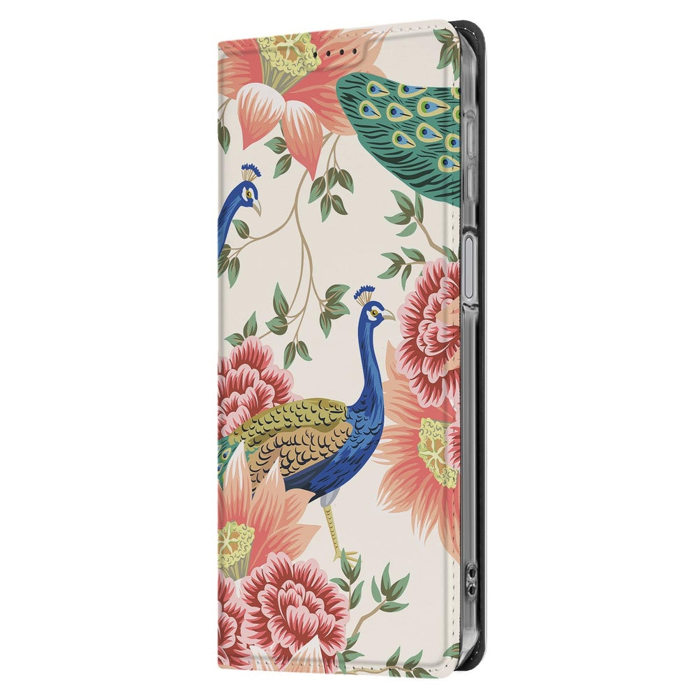 Pink Peacock Telefoonhoesje Samsung Galaxy A17 designname boek hoes voorkant