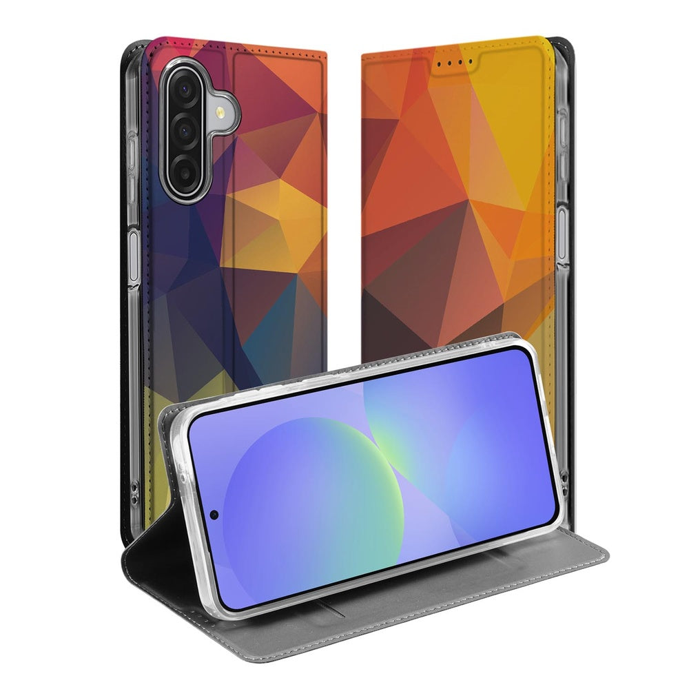 Samsung Galaxy A17 Standcase Hoesje Polygon Color boek hoesje voorkant achterkant designs