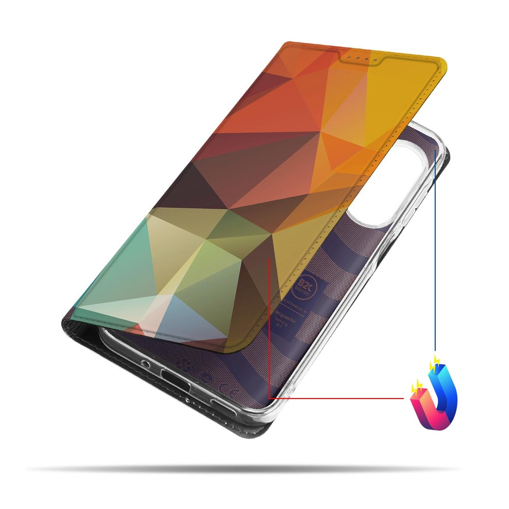 Samsung Galaxy A17 Standcase Hoesje Polygon Color bookcase abstract design voorzijde