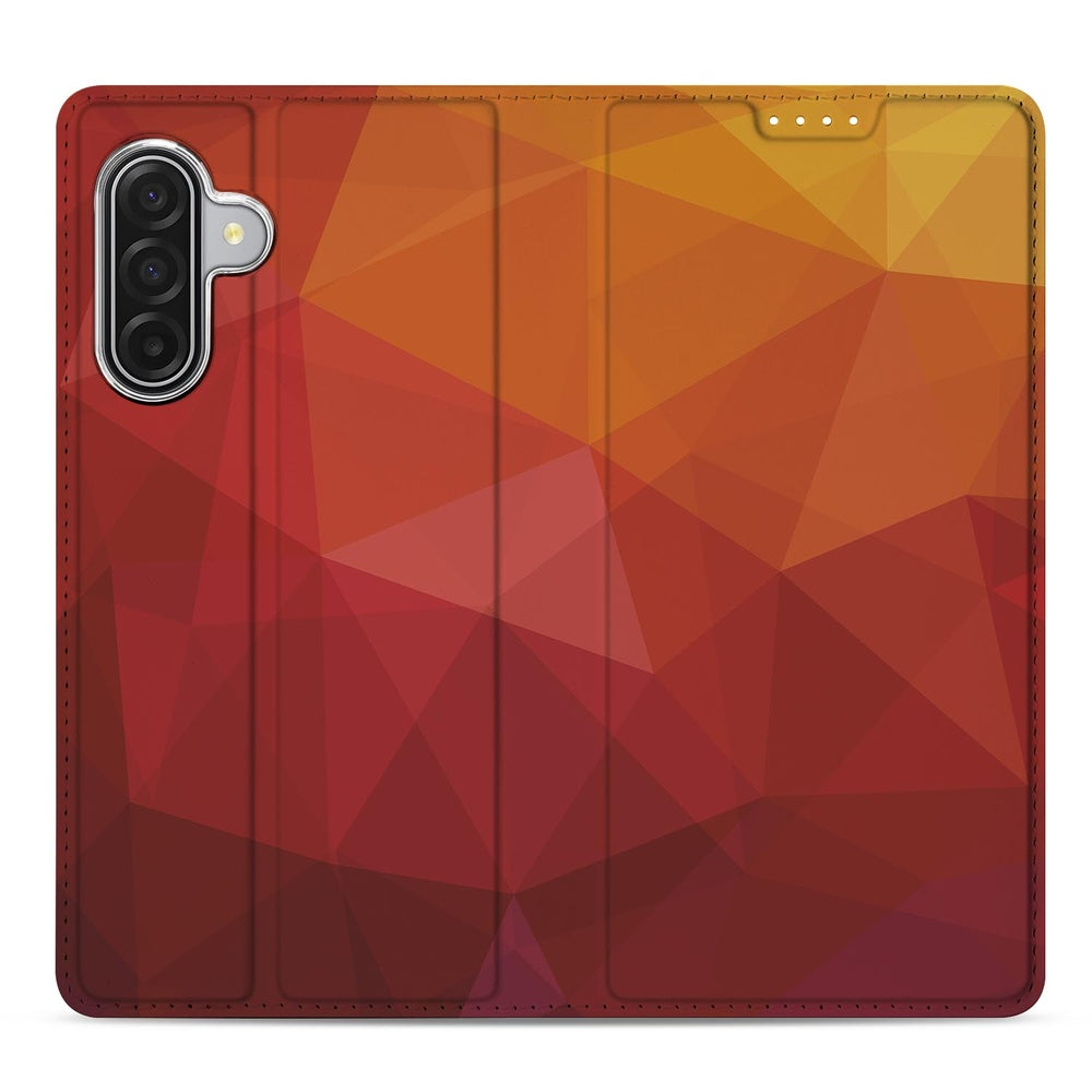 Samsung Galaxy A17 Polygon Red Book Cover backside abstract rood oranje patroon