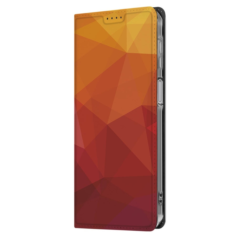 Samsung Galaxy A17 Polygon Red Book Cover book case design abstract patroon zijaanzicht