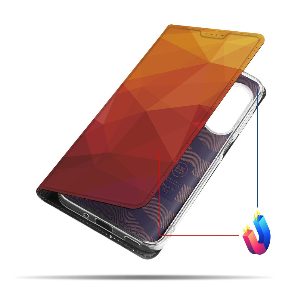 Samsung Galaxy A17 Polygon Red Book Cover design abstract voorkant