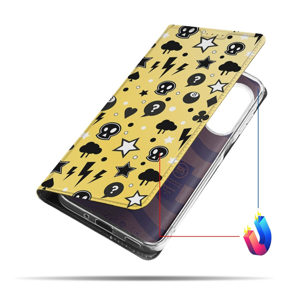 Samsung Galaxy A17 Punk Yellow Stand Case Hoesje ontwerp voorkant