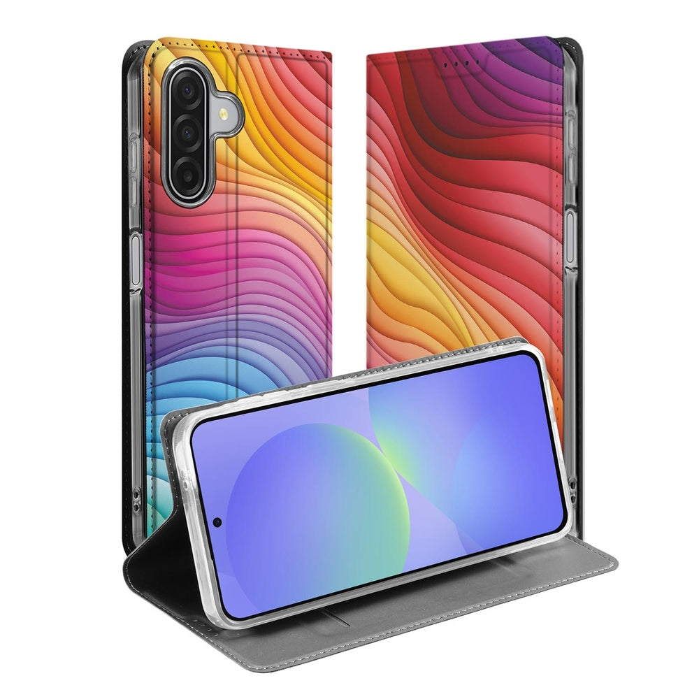 Samsung Galaxy A17 Regenboog Bookcase smartphone hoes ontwerp voorkant achterkant