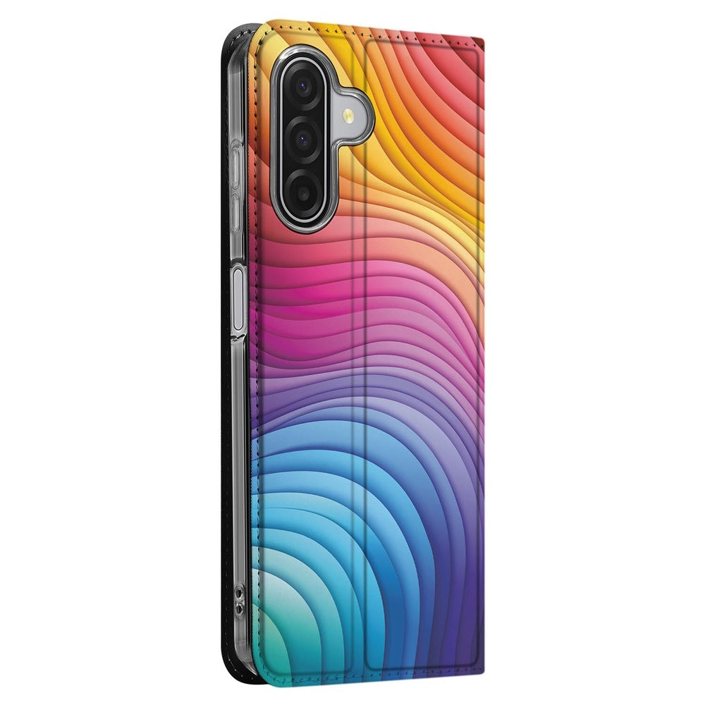 Samsung Galaxy A17 Regenboog Bookcase design kleurrijk aanzicht