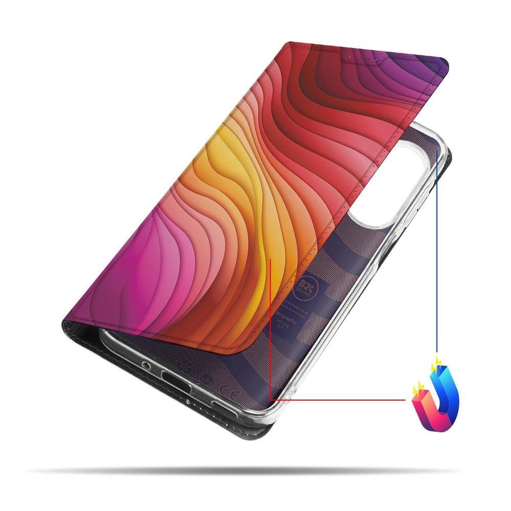 Samsung Galaxy A17 Regenboog Bookcase design hoes aanzicht