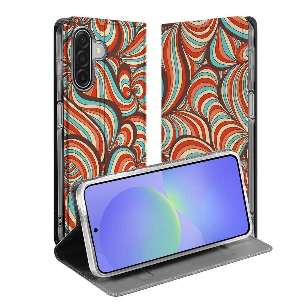 Samsung Galaxy A17 Wallet Case Retro voorkant achterkant design kleurrijk