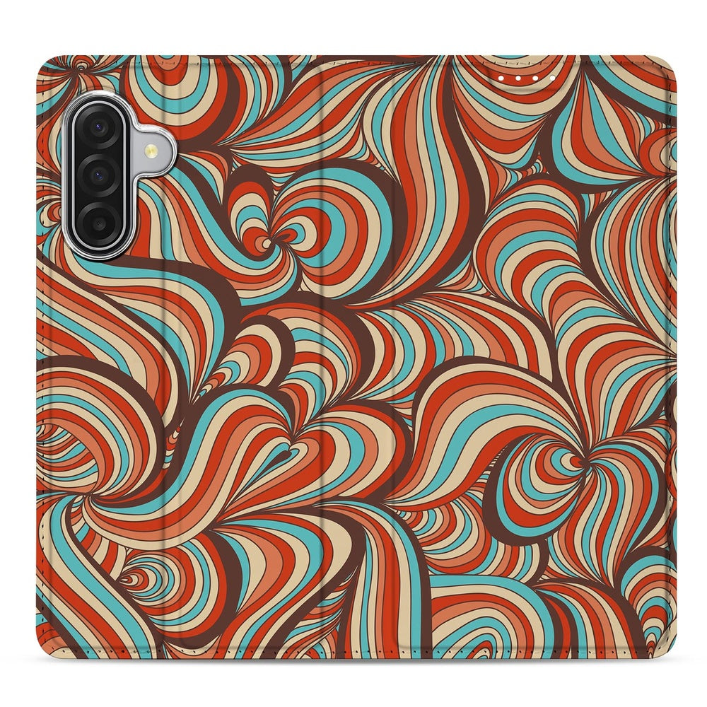 Samsung Galaxy A17 Wallet Case Retro kleurige print speels ontwerp