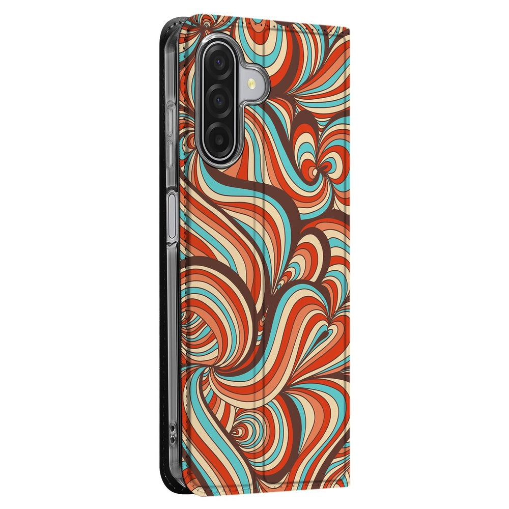 Samsung Galaxy A17 Wallet Case Retro design kleurrijk aanzicht