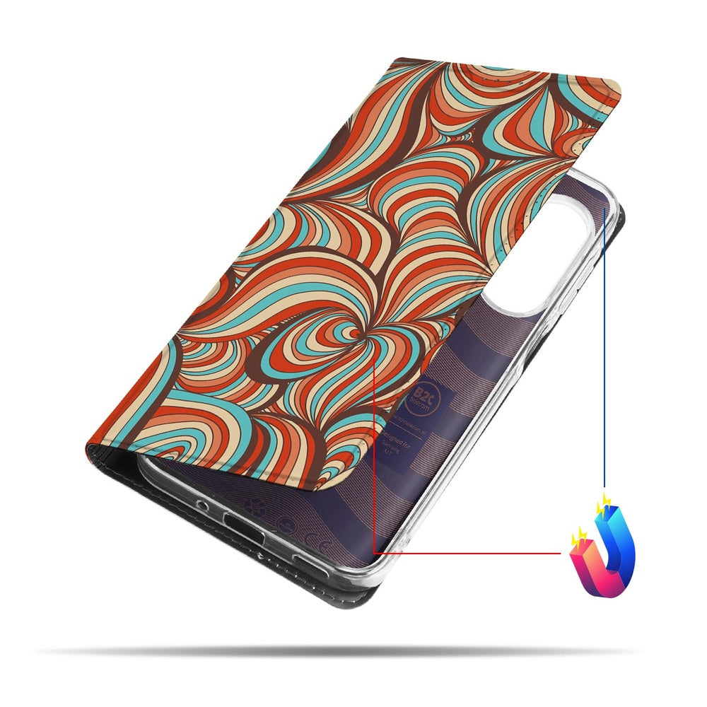 Samsung Galaxy A17 Wallet Case Retro design kleurrijk aanzicht
