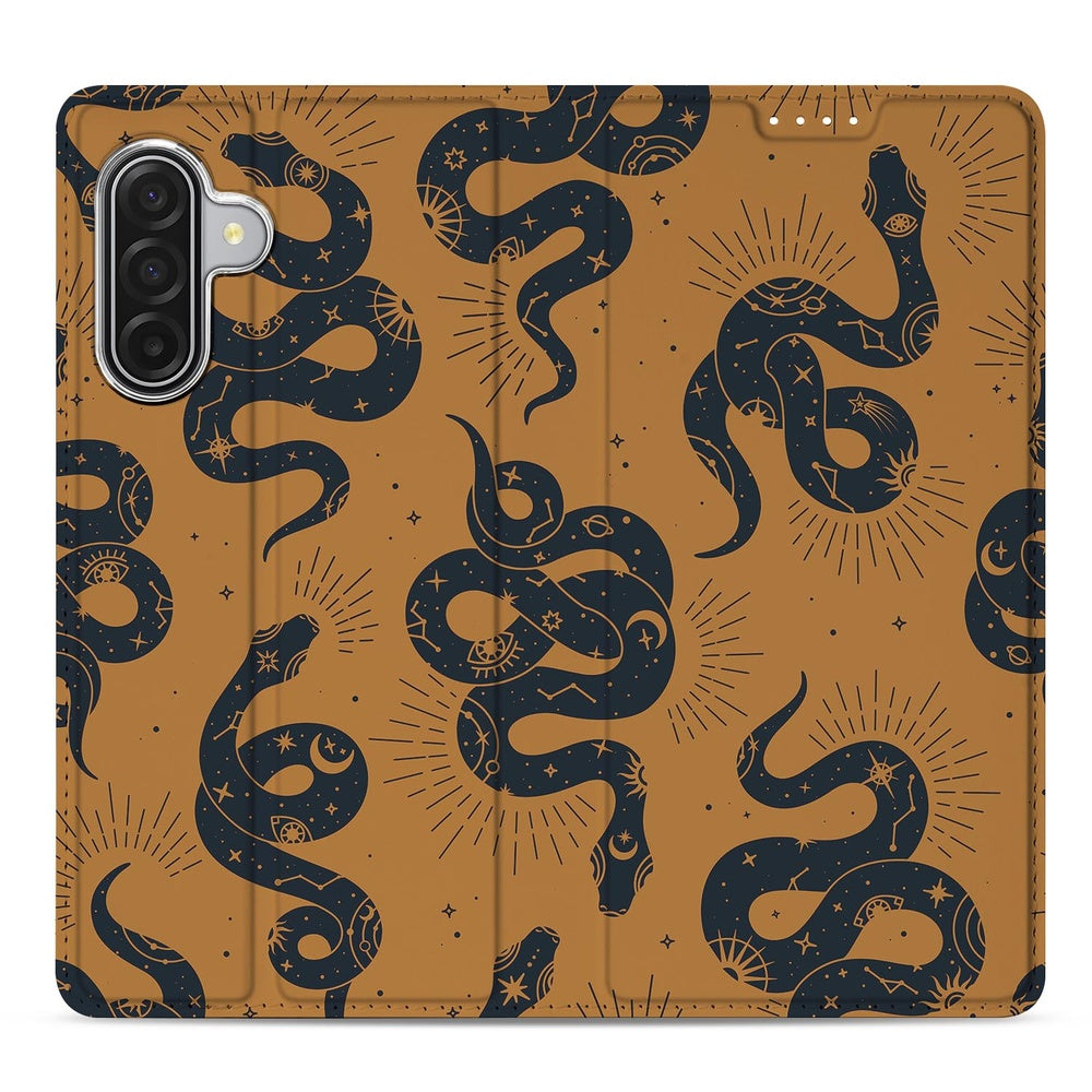 Samsung Galaxy A17 Snakes Book Wallet Case bovenkant met slangen patroon