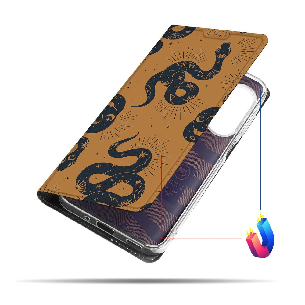Samsung Galaxy A17 Snakes Book Wallet Case design slank aanzicht
