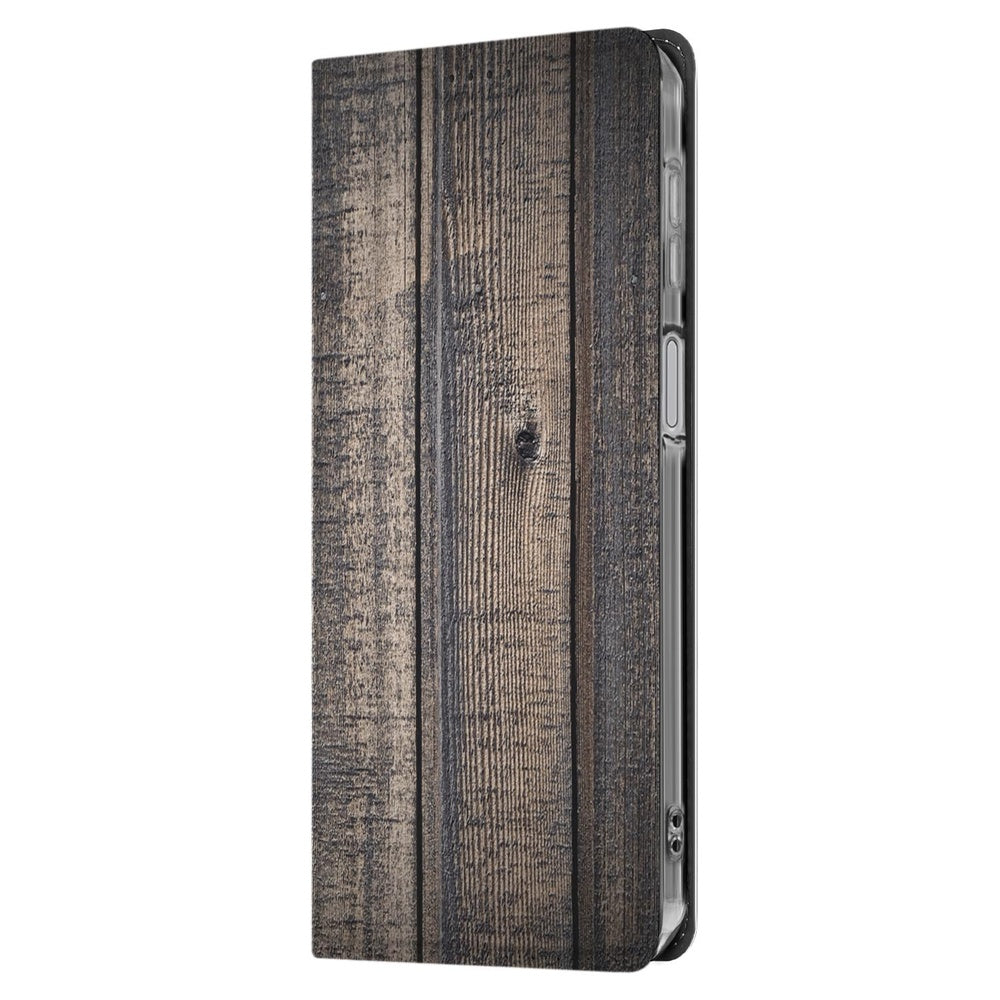 Flip Style Cover Samsung Galaxy A17 Steigerhout Flip Book Case Steigerhout aanzicht