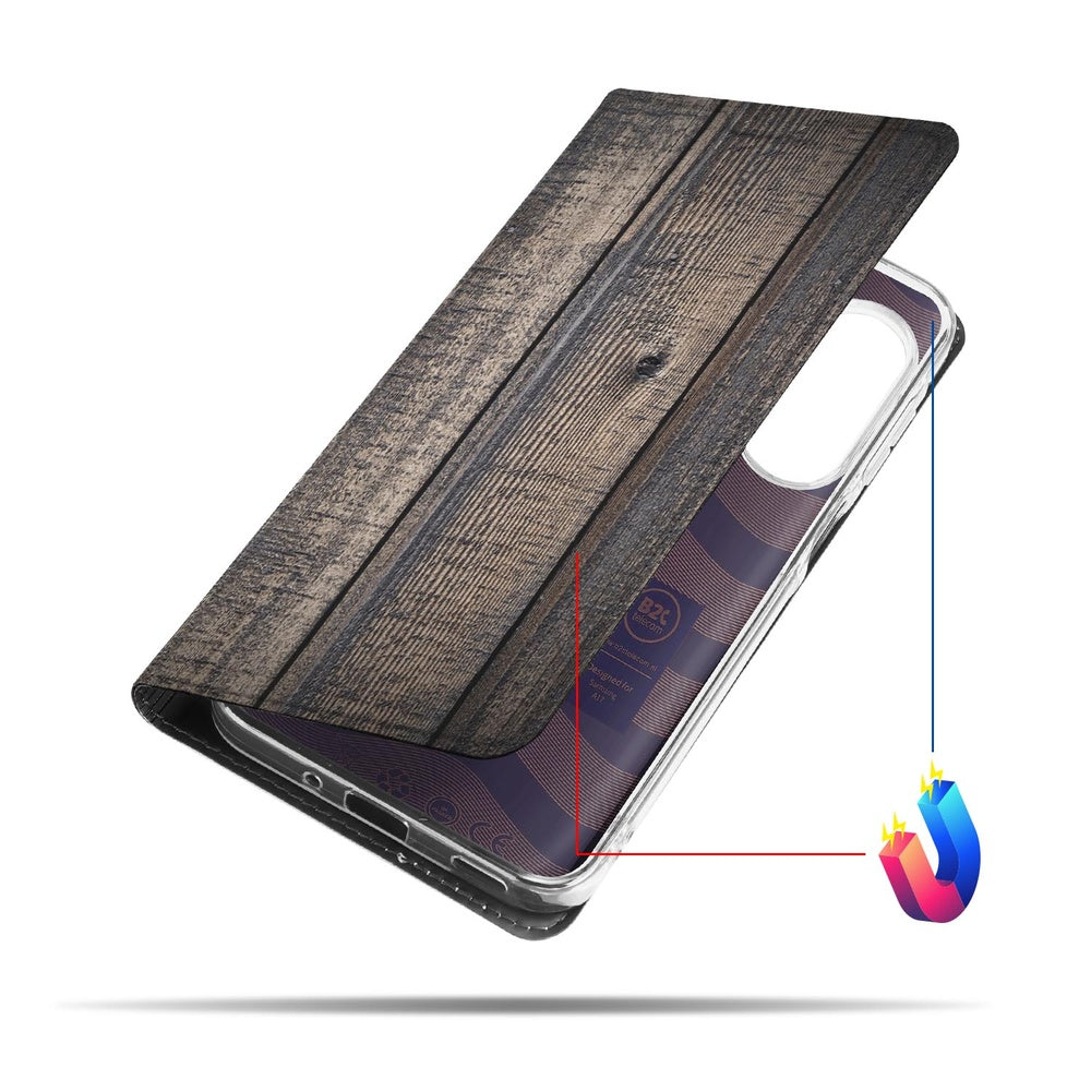 Samsung Galaxy A17 Flip Style Cover Steigerhout voorkant