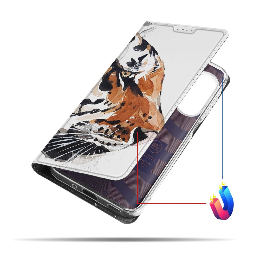 Standcase Hoesje Samsung Galaxy A17 Tiger watercolor tiger bookcase aanzicht