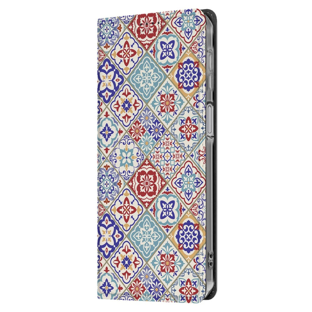 Bookcase Samsung Galaxy A17 Tiles Color design hoesje zij aanzicht