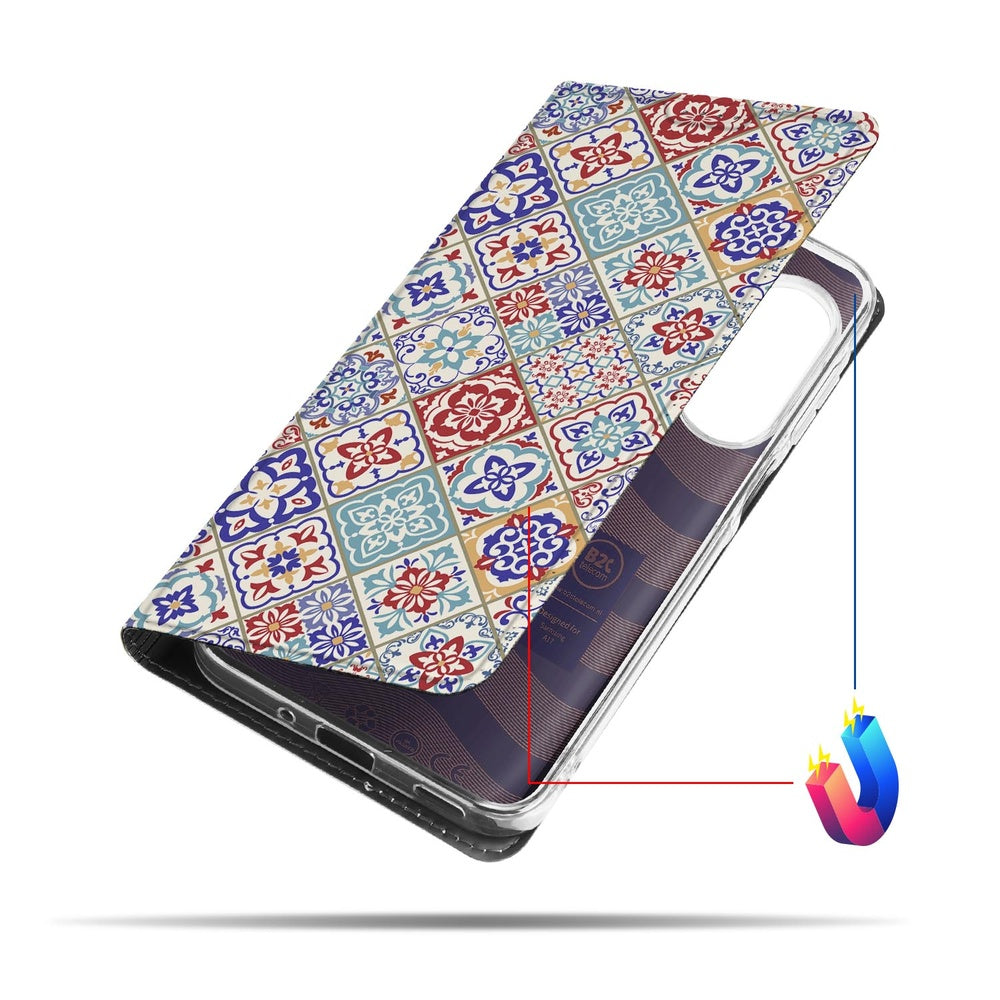 Samsung Galaxy A17 Bookcase Tiles Color design hoesje aanzicht