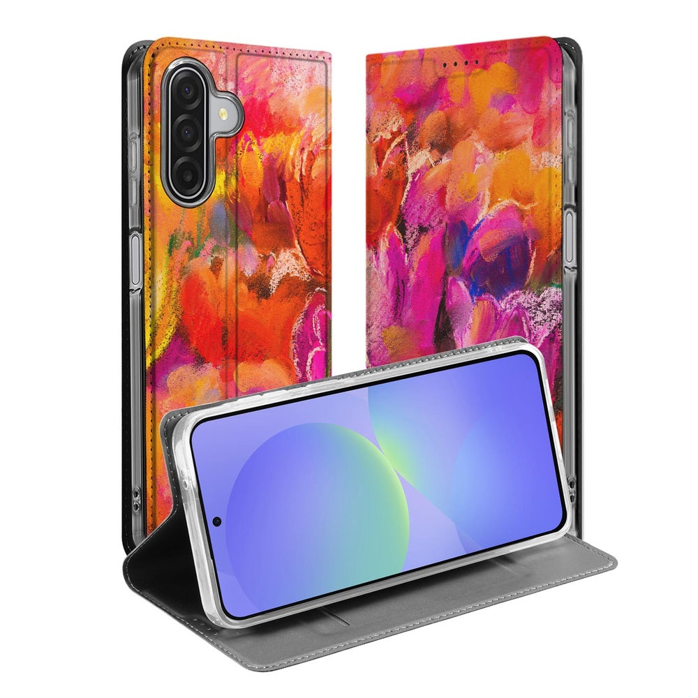 Samsung Galaxy A17 Book Cover Tulips design voorkant en achterkant