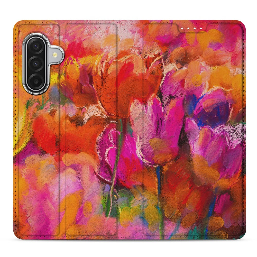 Samsung Galaxy A17 Book Cover Tulips bloemenprint kleurrijk