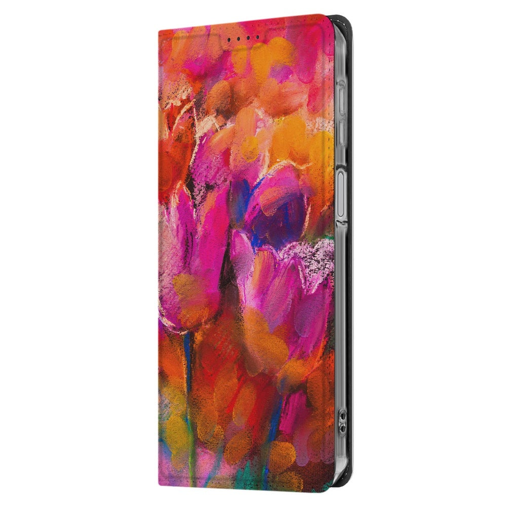 Book Cover Samsung Galaxy A17 Tulips tulpenprint zijkant