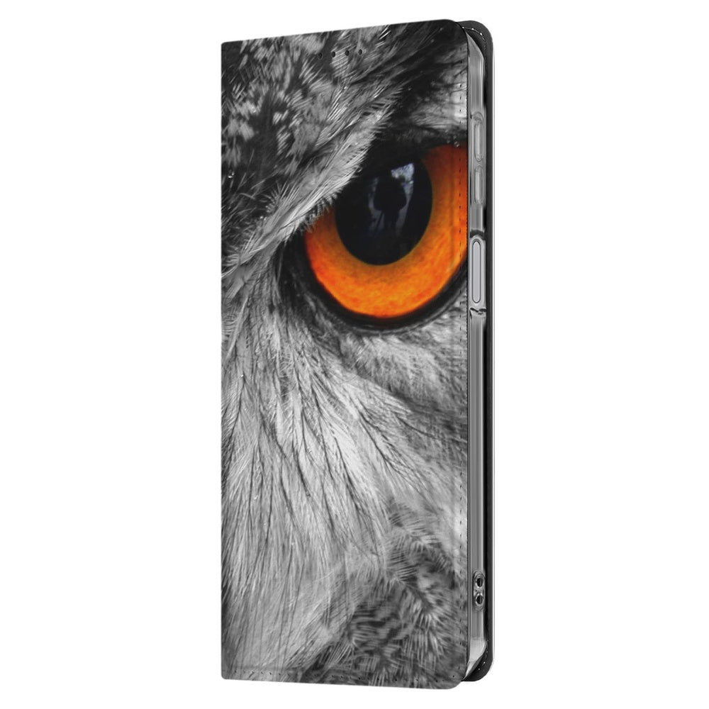 Samsung Galaxy A17 Telefoonhoesje met pashouder Uil design Nachtzicht aanzicht