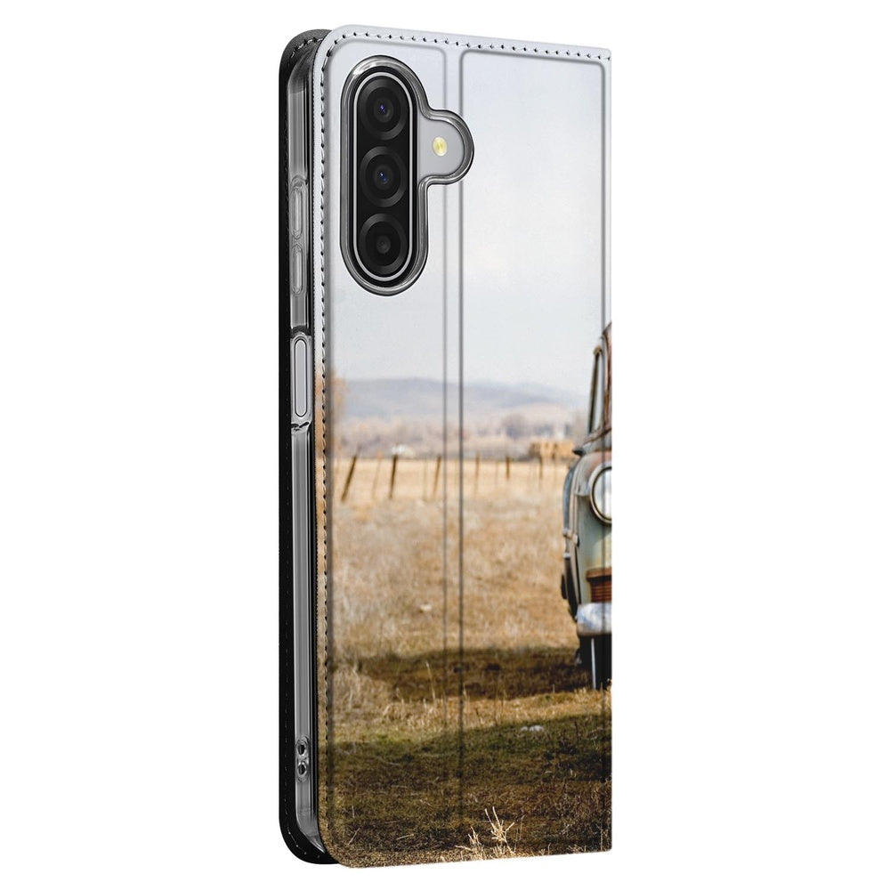 Samsung Galaxy A17 Stand Case Hoesje Vintage Auto vintage auto zijkant