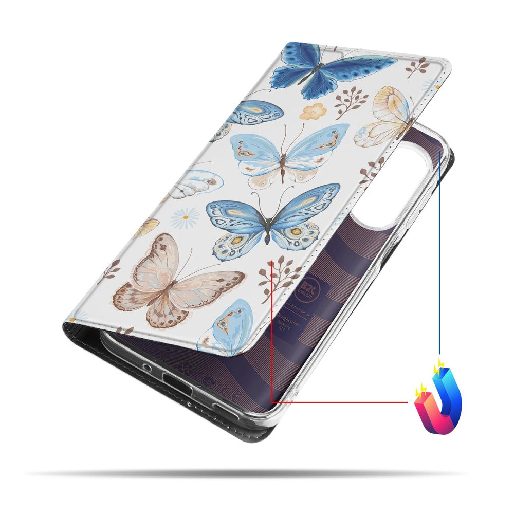 Samsung Galaxy A17 Vlinder Standcase Hoesje bovenaanzicht met vlinderdesign