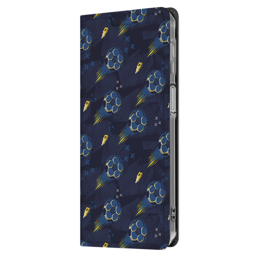Samsung Galaxy A17 Voetbal Smart Cover Hoesje sportief ontwerp donkerblauw
