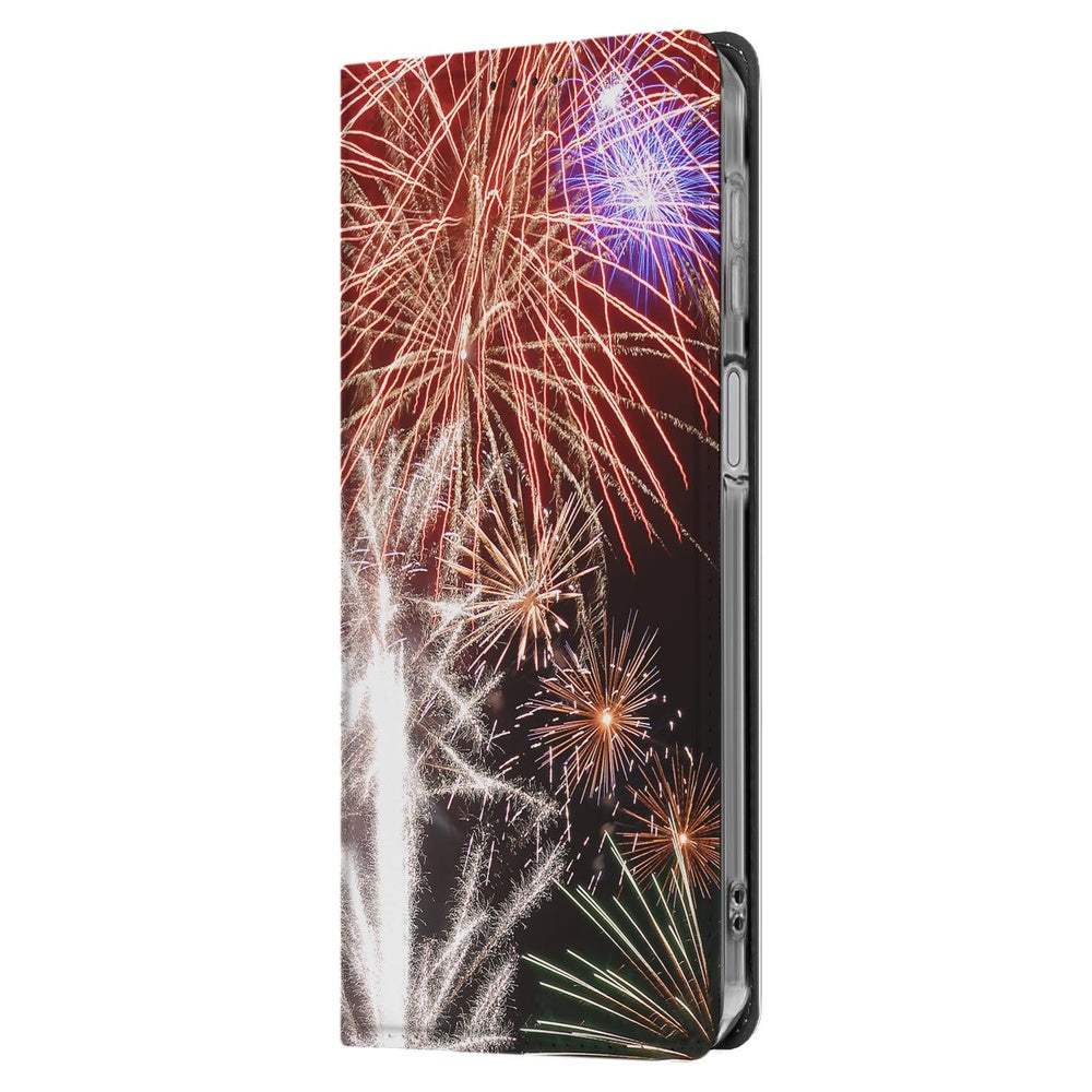 Samsung Galaxy A17 Book Cover Vuurwerk zijaanzicht vuurwerk design kleurrijk