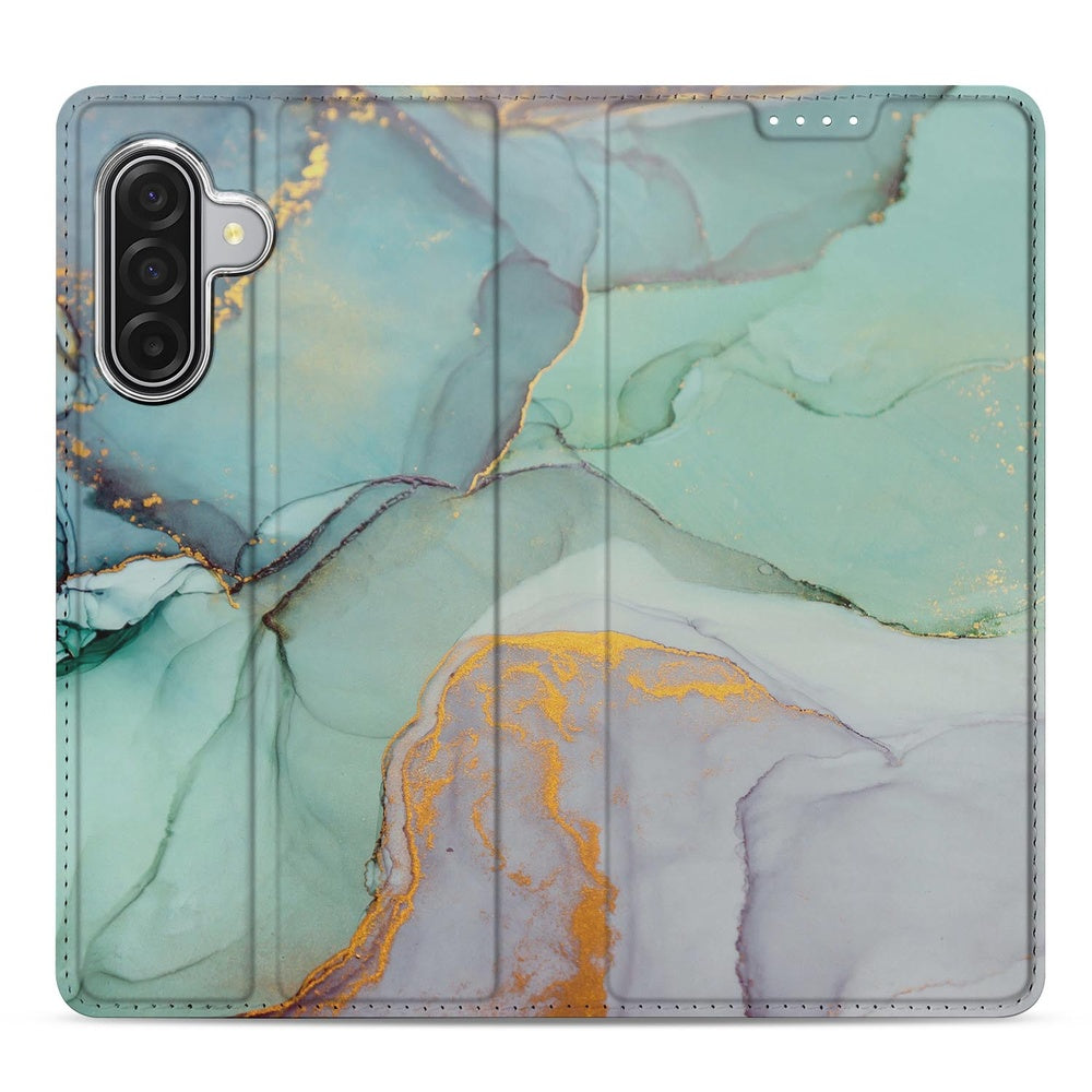 Samsung Galaxy A17 Book Wallet Case Watercolor Mix voorkant met abstracte waterverf ontwerpen