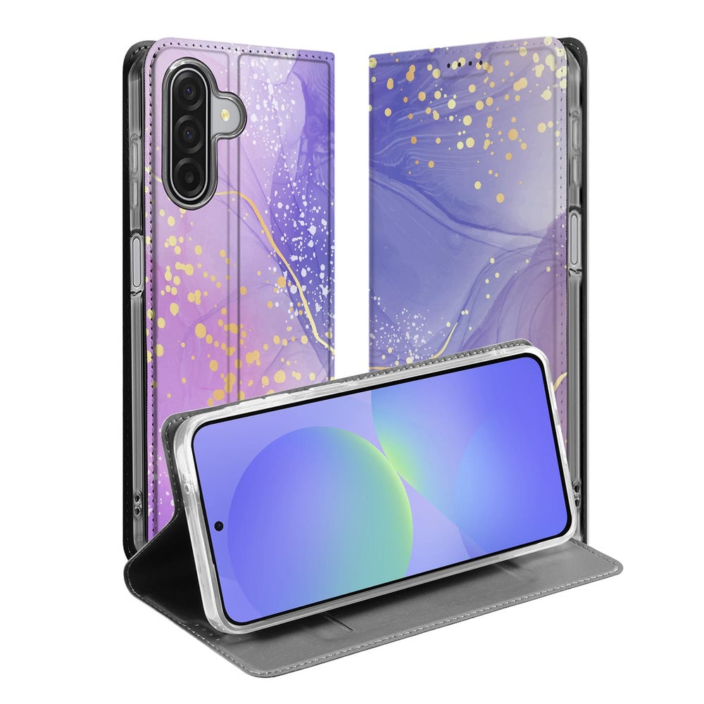 Samsung Galaxy A17 Flip Style Cover Watercolor Paars voorkant achterkant