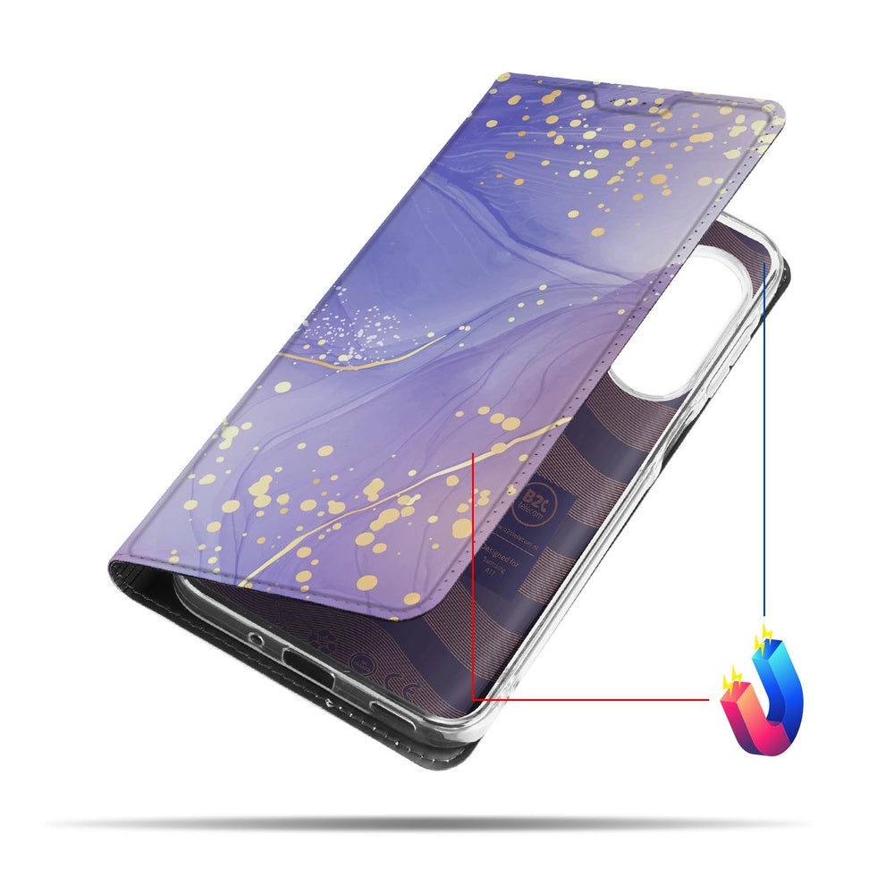 Samsung Galaxy A17 Flip Style Cover Watercolor Paars design voorkant