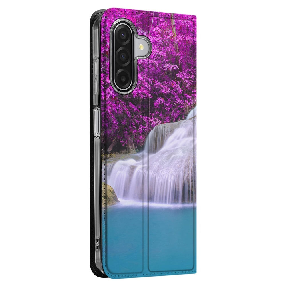 Bookcase Samsung Galaxy A17 Waterval designnaam paarse waterval aanzicht