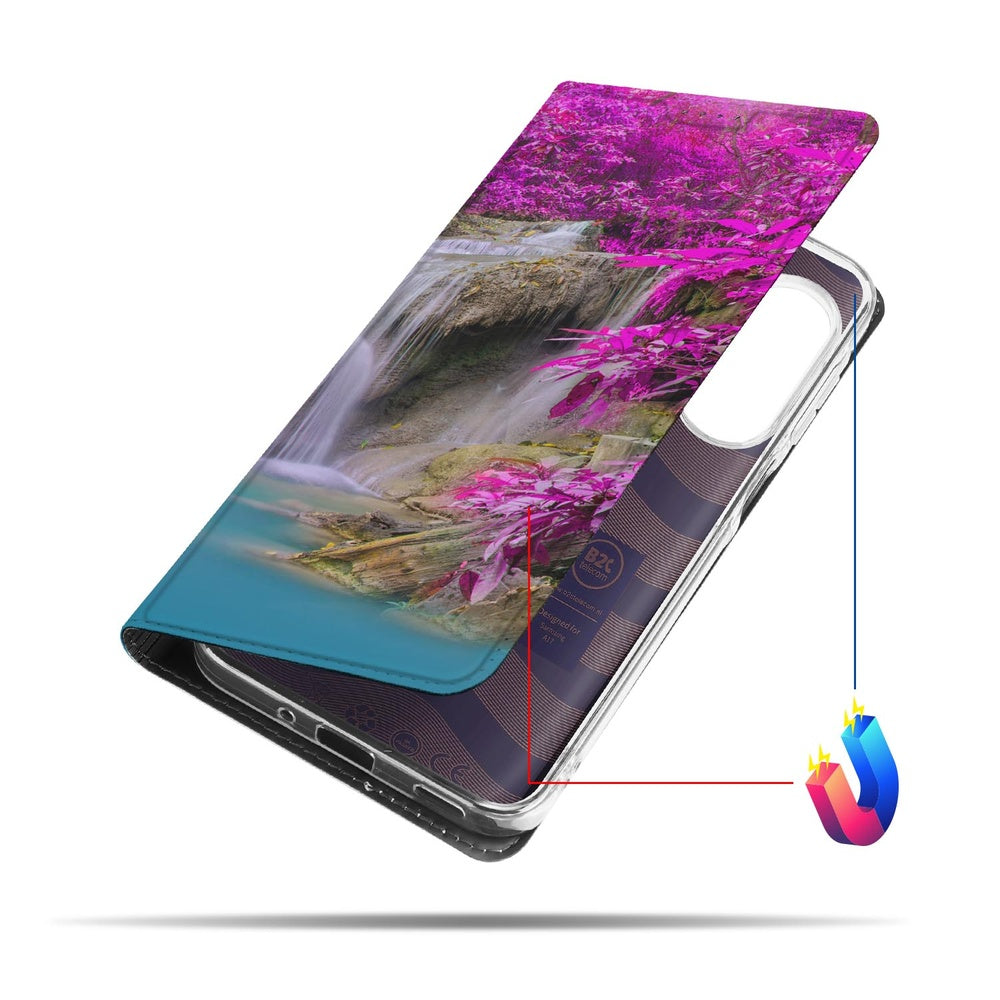 Samsung Galaxy A17 Bookcase Waterval paars zijaanzicht