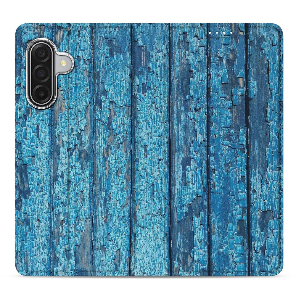 Standcase Hoesje Samsung Galaxy A17 Wood Blue blauw hout textuur